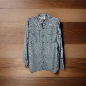 RedHead Shirt Large L Grey Vented Safari Fishing Outdoors Mens Pockets Roll Tab